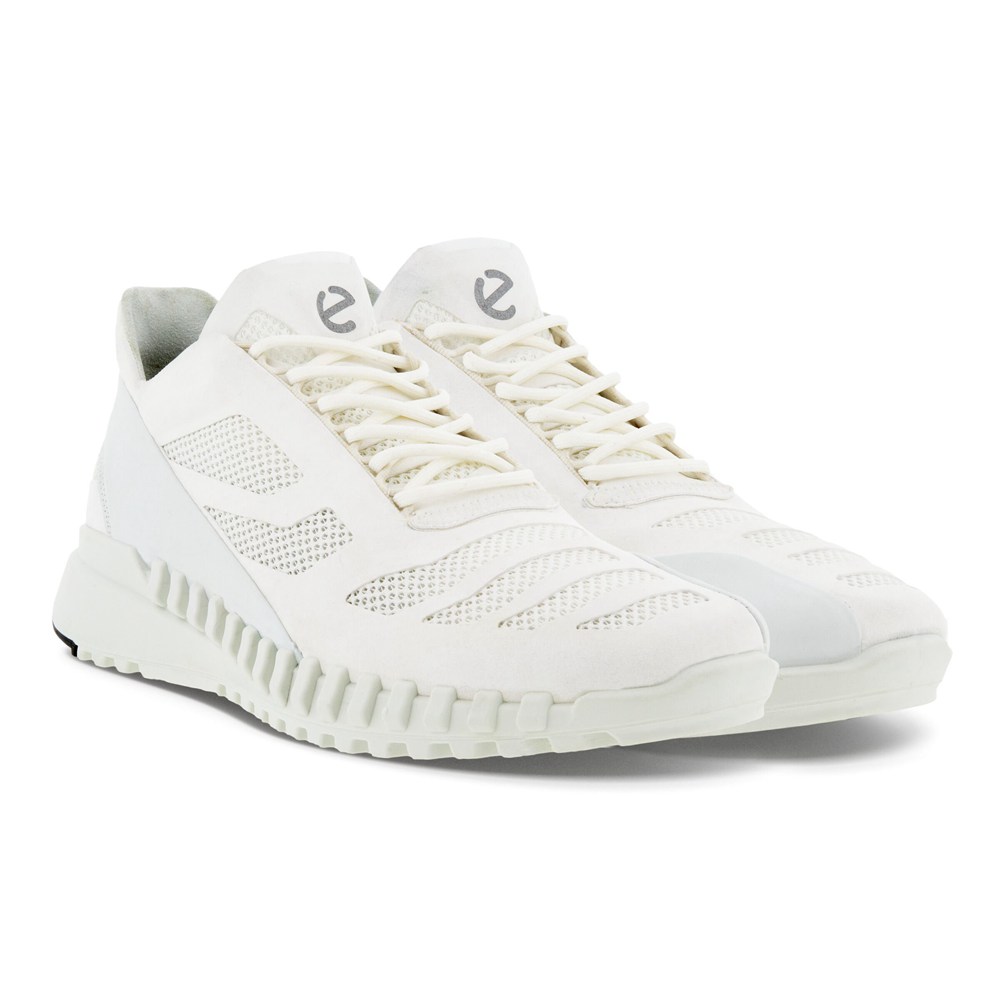 Mens Sneakers - ECCO Zipflex Low Tex - White - 5896WMNGY